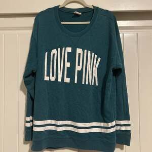 Victoria's Secret PINK Teal Love Pink Crewneck Sweatshirt, Size L